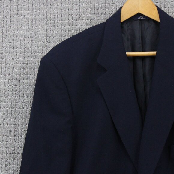 Brook Brothers 346 Blazer Men Sz 46R Navy Blue Two Button Front Wool Blend Lined - Picture 3 of 10